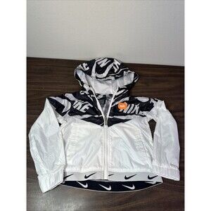 Nike Sportswear Windrunner Youth Girls XS White Black Jacket